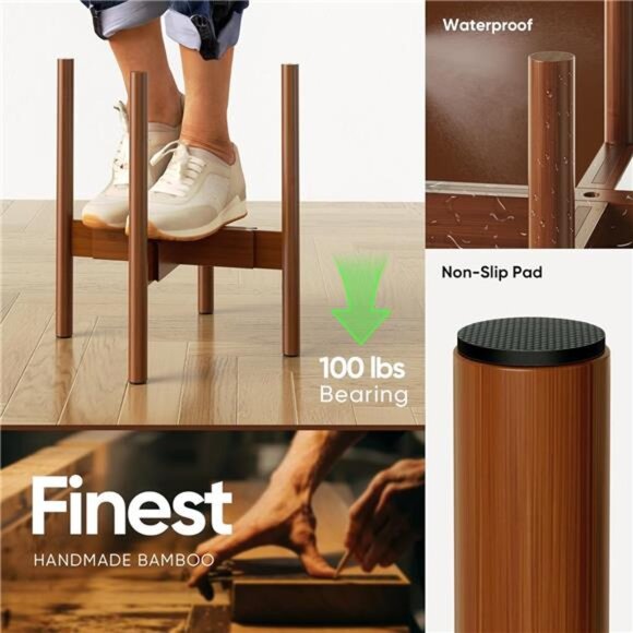 2 Pack Mid Century Modern Plant Stands with Adjustable Width 8" to 12" - Picture 5 of 7